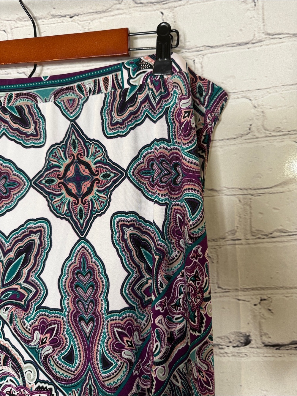Chico’s Teal & Purple Paisley Maxi Skirt Size X-Large Excellent Condition - Picture 5 of 12
